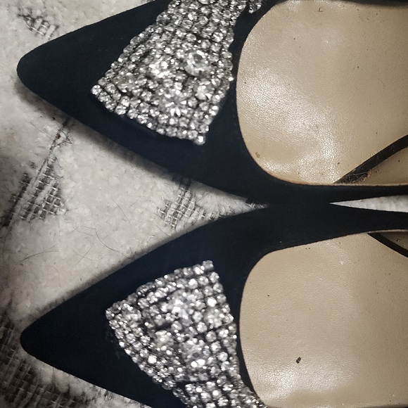 Ann Taylor Black Heels with Sparkling Bow - Picture 11 of 12